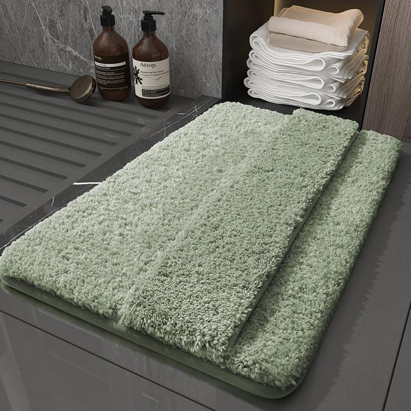 Memory Foam Microfiber Bath Mats Wipeable Instep Fluffy Soft Water-absorbent and Quick-drying Foot Mat Bathroom Non-slip Rug