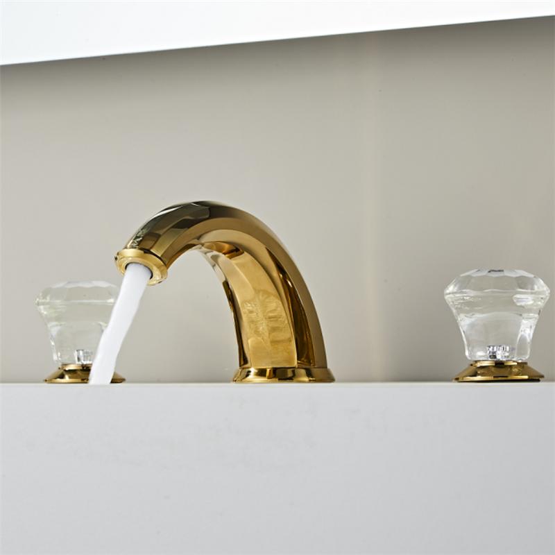 Gold Bathroom Faucet Modern basin faucet Brass widespread faucet Tap luxury Basin Mixer Hot And Cold shower room sink Faucet