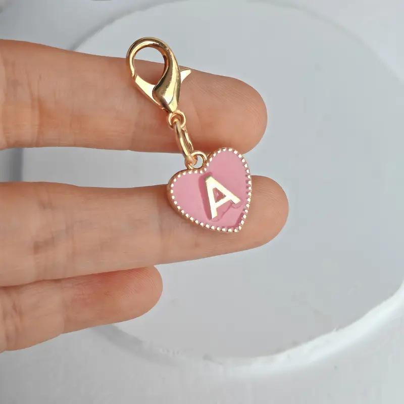 Cute Alphabet 26 Letters Heart Keychain For Bags Earphone Charm Pendants Accessories Gifts With Lobster Buckle