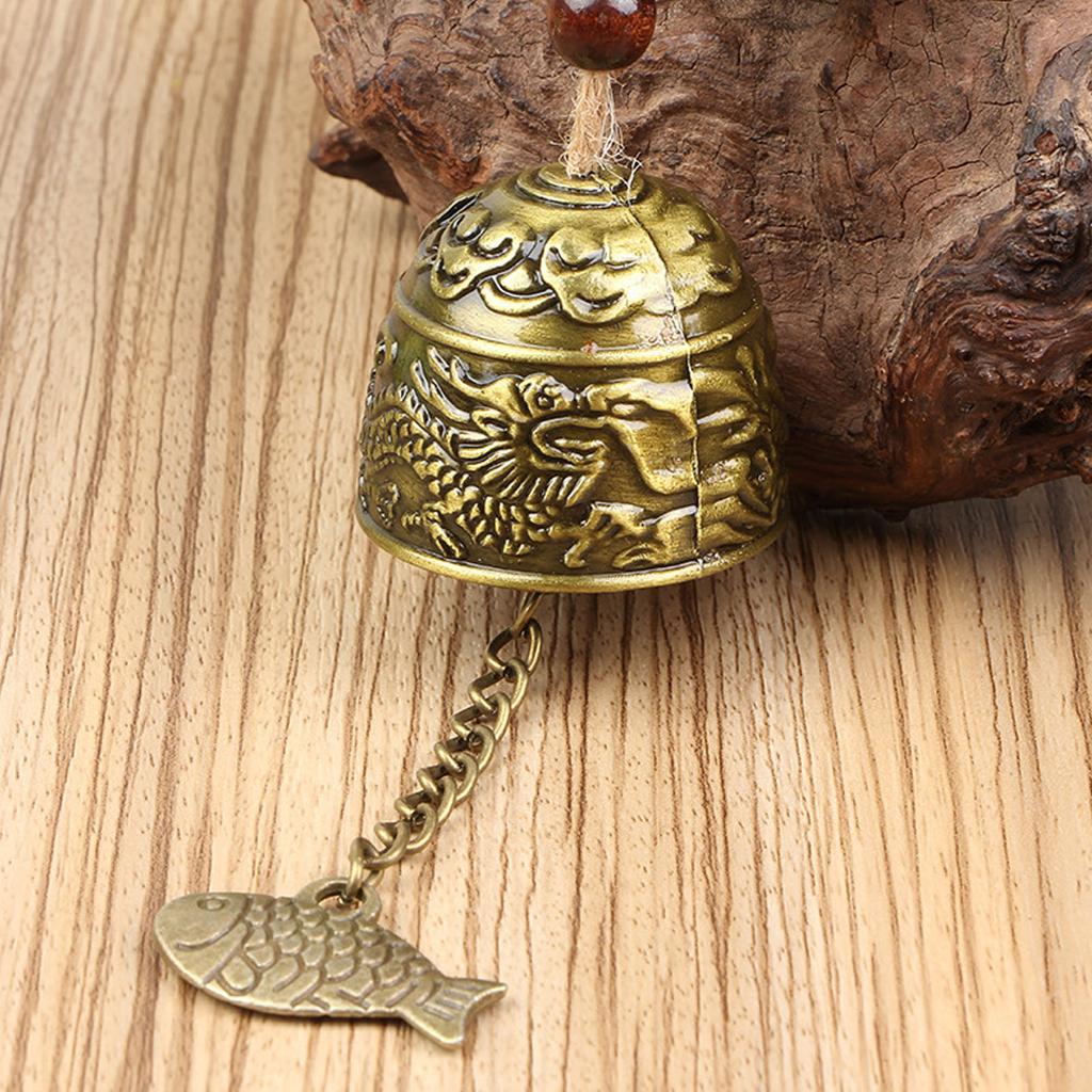 Metallwindspiel mit Seil Vintage Drachenmuster Hängeglocke für Auto Zuhause Garten Hof Dekoration