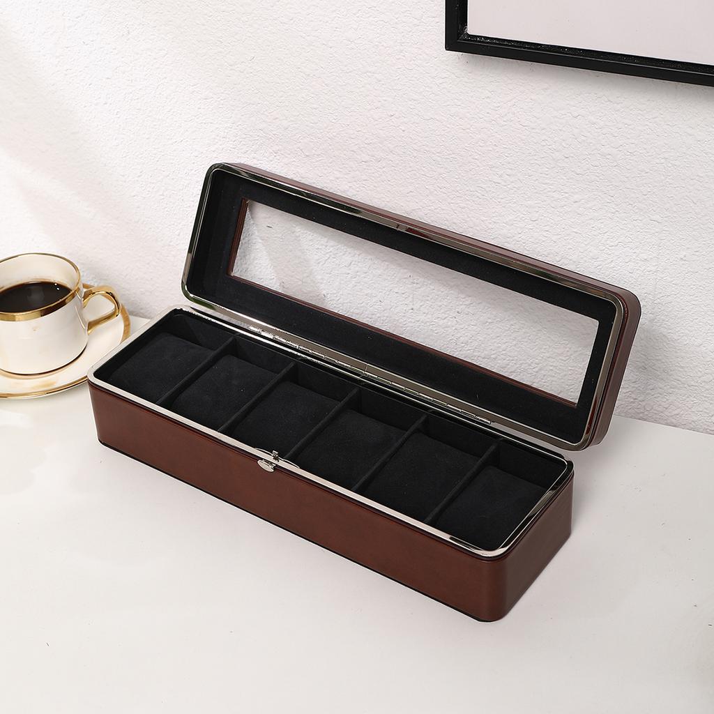 Portable Leather Watch Box High Quality Watch Organizer Jewelry Storage Box Zipper Easy Carry Men 6 Slots Watch Boxes