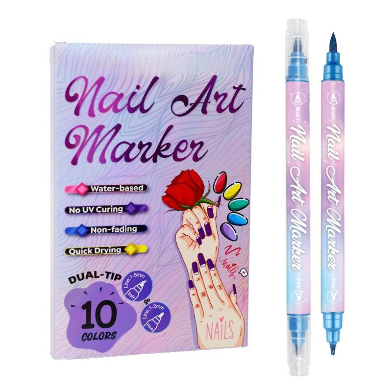 10-Color Double-headed Nail Art Pen Graffiti Nail Painting Line Pen manicure pen