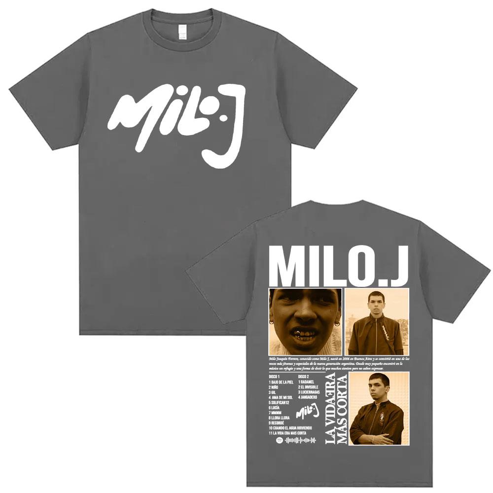 Rapper Milo J La Vida Era Mas Corta New Album Tshirts Men Women Fashion Summer Short Sleeve T Shirt Oversized 100 Cotton Shirt