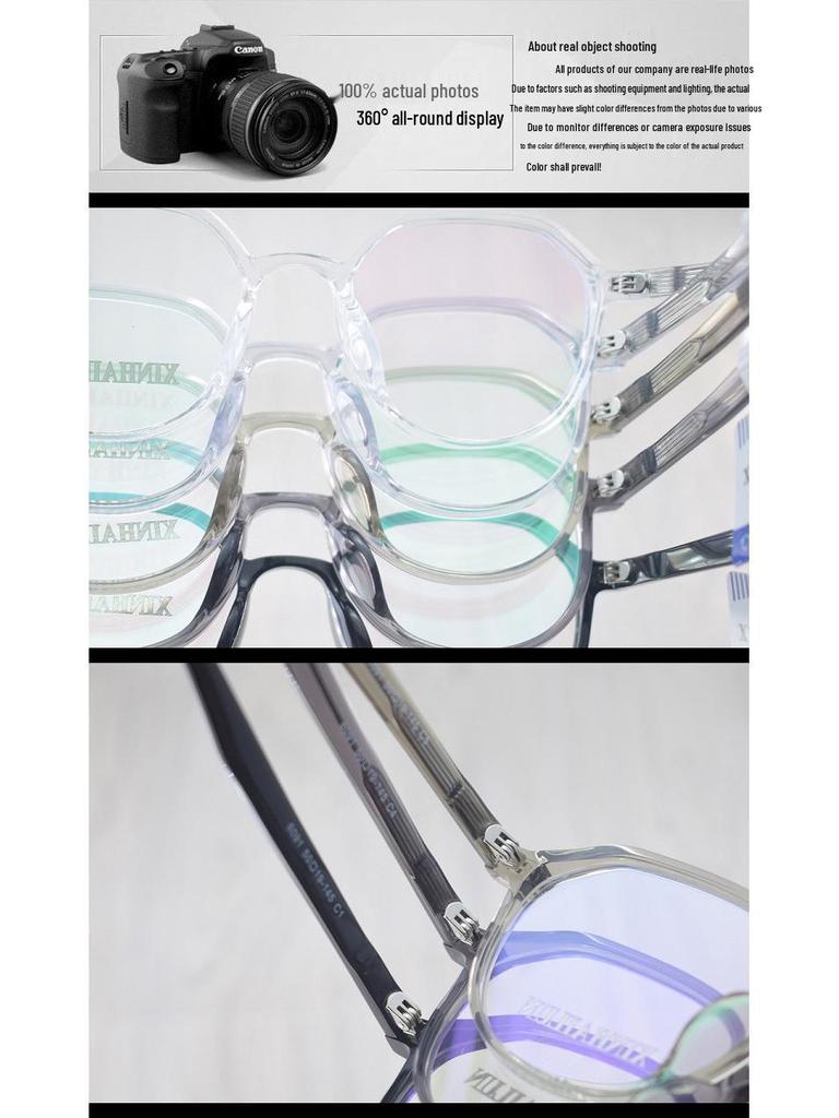 Trendy Women's and Men's Polygonal Net Red Glasses - Full Frame TR90 Plano Transparent Eyewear