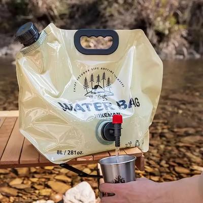 1 Stück - Outdoor Wasserspeicherbeutel mit Wasserhahnventil Reise Camping Lebensmittelqualität Große Kapazität Tragbar Faltbar Kunststoff Wasserbeutel