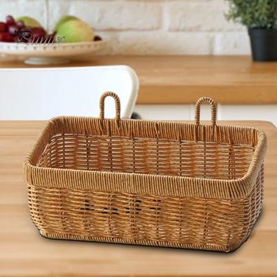 Cesto portaoggetti intrecciato da appendere a parete, organizer per verdure, design traspirante, grande capacità, facile accesso, organizer da parete