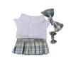 10x20cm College Style Doll Uniform: Pleated JK Skirt Set for Plushie Dolls