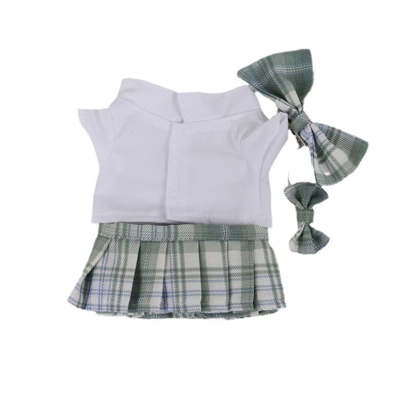 10x20cm College Style Doll Uniform: Pleated JK Skirt Set for Plushie Dolls