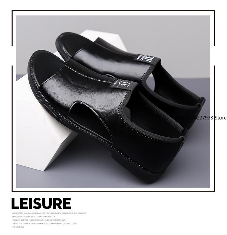 Fashion Sandals for Men Brand Casual Shoes Outdoor 2025 New Men's Slippers Comfortable Beach Shoes High Quality Leather Men Flat Sandals