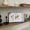 3D Holz Weltkarte Beige Braun 105x60cm Städte Wanddekoration