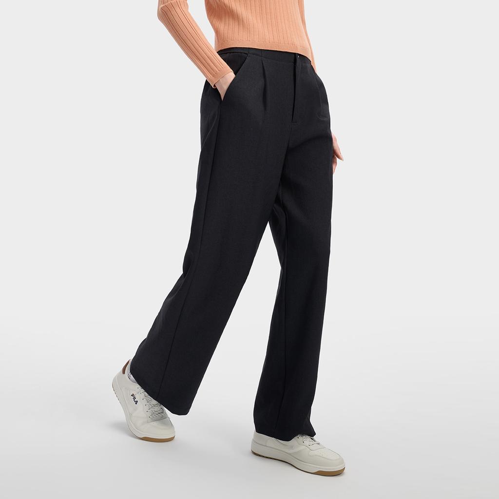 FILA White Classic Fashion Simple Relaxed Comfortable Versatile Straight Leg Woven Casual Pants Women bottoms Legendary-Blue F11W613802FNV