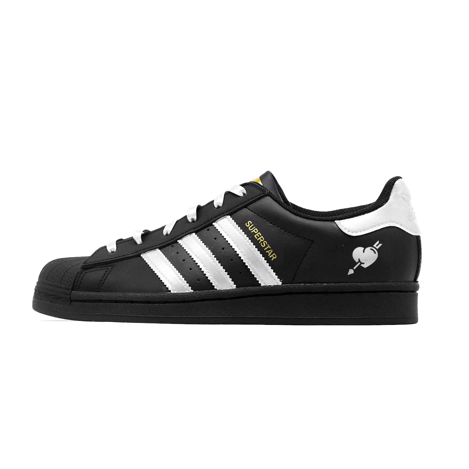 

Adidas Originals SUPERSTAR Black Silver Heart Low top Skateboard Shoes Unisex Black Silver EG4959(Team140-) 37⅓