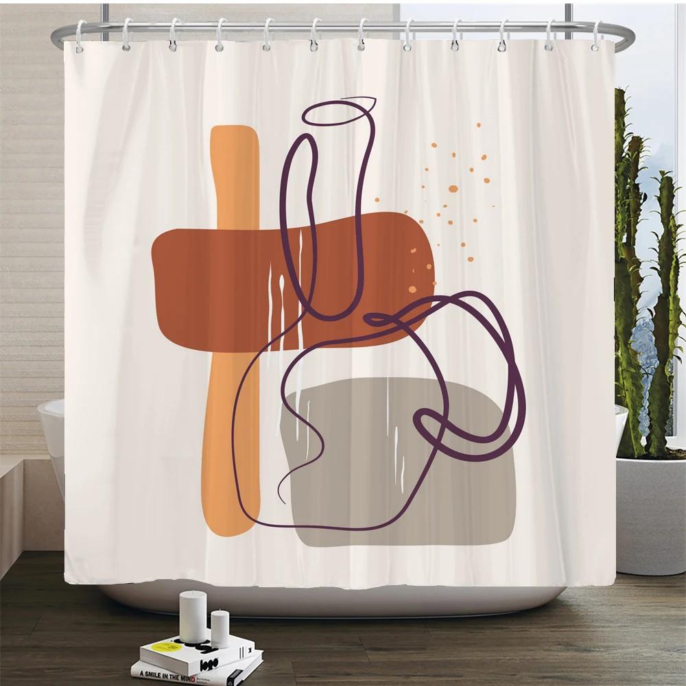 Minimalist Style Shower Curtain with Hooks  Sleek Decor for All Bathroom Types, Reinforced Eyelets & Easy To Clean