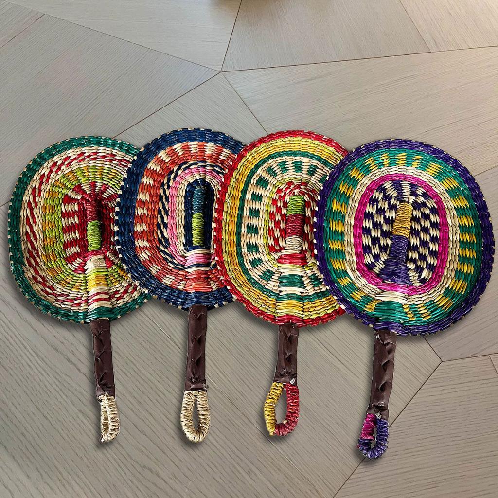 Vietnam Imports Hand Woven Seaweed Fan Oval Dopamine Daily Ins Style African Element Decoration Homestay Summer