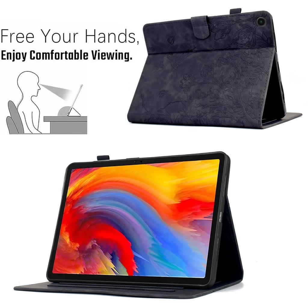Pro Samsung Galaxy Tab A9+ Pouzdro Květina Pták Vytištěný Držák na Karty Kožený Kryt na Tablet
