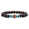 6 Pcs Braided Bracelet Set Different Shapes Wooden Bead Decor Peacock Feather Pendant Retro Ethnic Style
