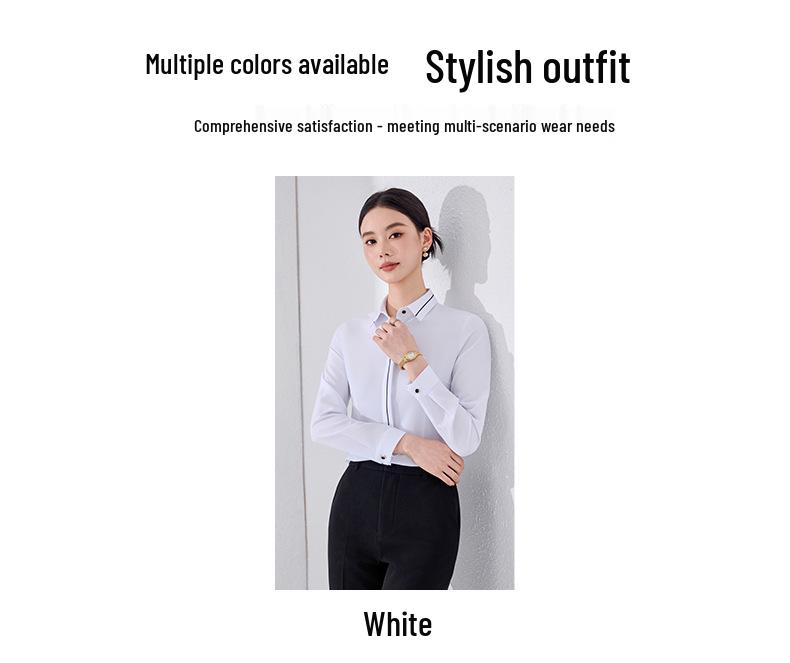 2026 Women's Formal Long Sleeve White Shirt – Spring Workwear Design