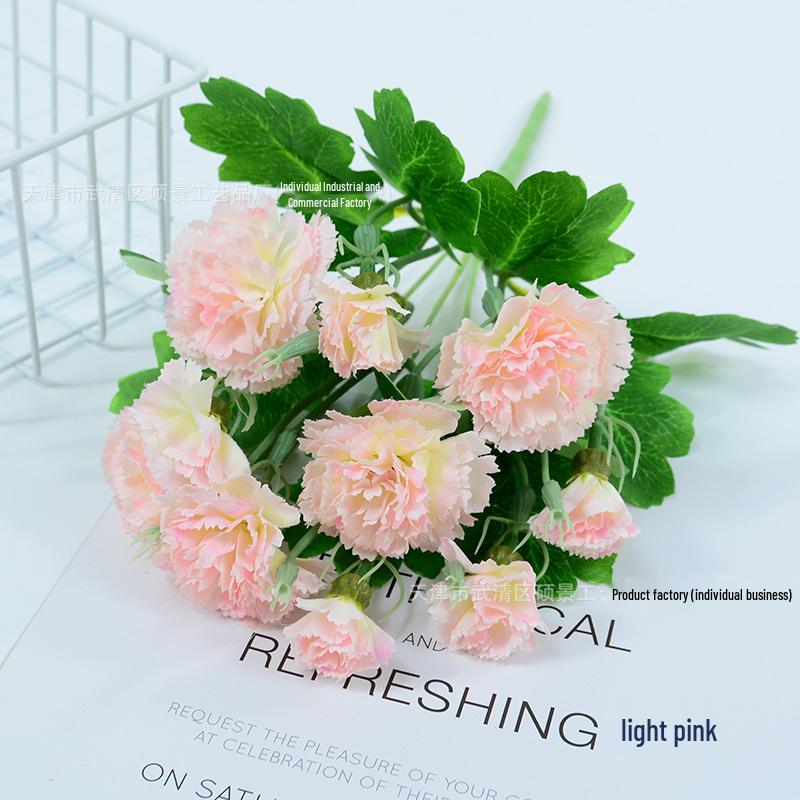 10-Head Artificial Carnation Bouquet for Mother's Day or Teacher's Day - Ideal for Home, Restaurant, and Bar Decorations