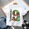 Miner Crafting Birthday Number T-shirt Party Supplies Gift Cartoon Children Clothes Boy Tops Tshirt Summer Short Sleeve T-shirts