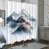 Serene Mountain Landscape Shower Curtain – Snowy Peaks & Golden Light Nature Design, 70.8X70.8In, Includes Hooks
