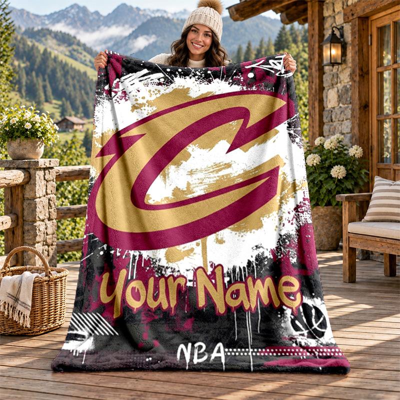 Cleveland Cavaliers Custom Name Flannel Blanket Personalized Soft Warm Plush Throw Blanket Customized Gift for Family Friends