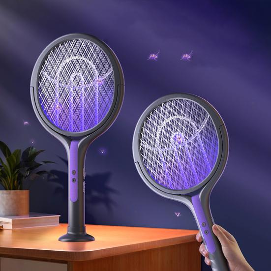 Electric Mosquito Swatter Folding Design 3500V Powerful Shock Rechargeable Battery USB Type-C Charging