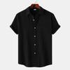 2025 Summer European & American Men's Waffle Short Sleeve Solid Color Casual Shirt