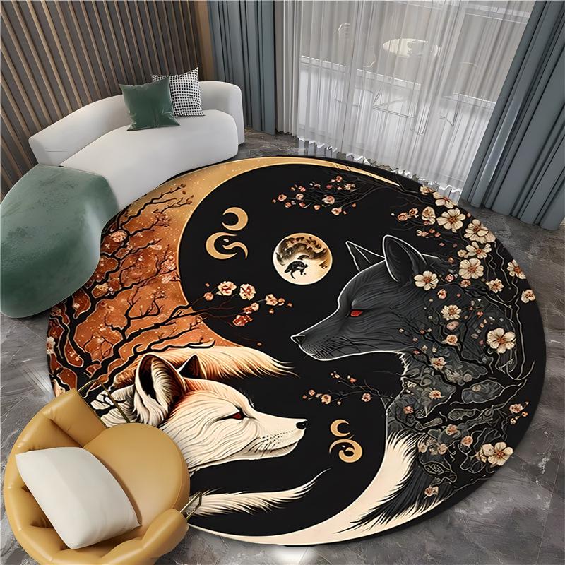 Mysterious Yin-yang Tiger Dragon Rugs Carpet for Living Room Retro Bedroom Large Area Anti-slip Floor Mat Indoor Entry Doormat
