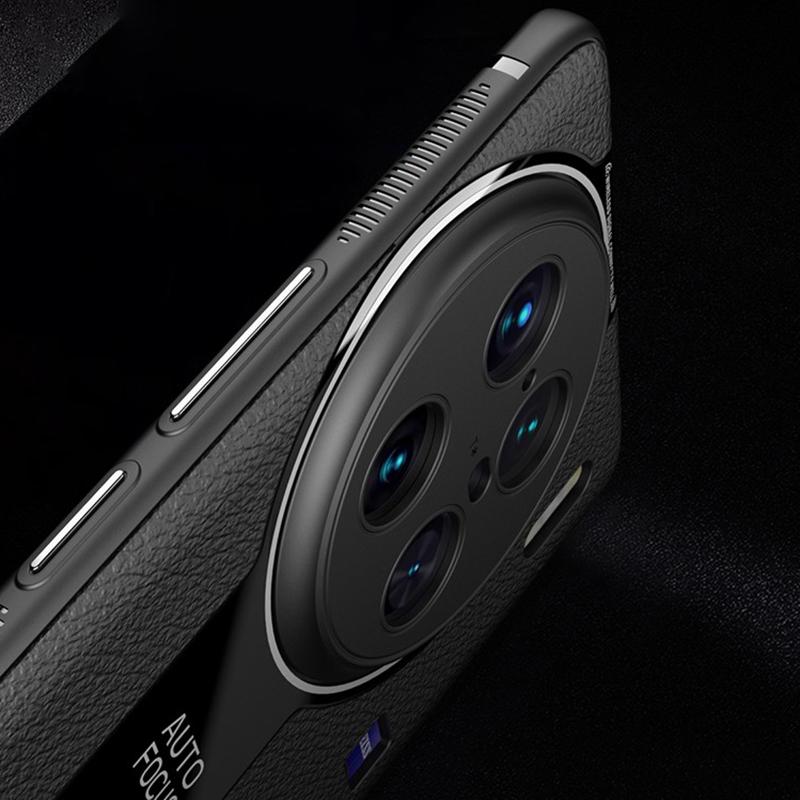 Q.COO For Vivo X90 Pro 5G Cell Phone Cases Leather Coated TPU+Acrylic Shell with Anti-slip Stripes