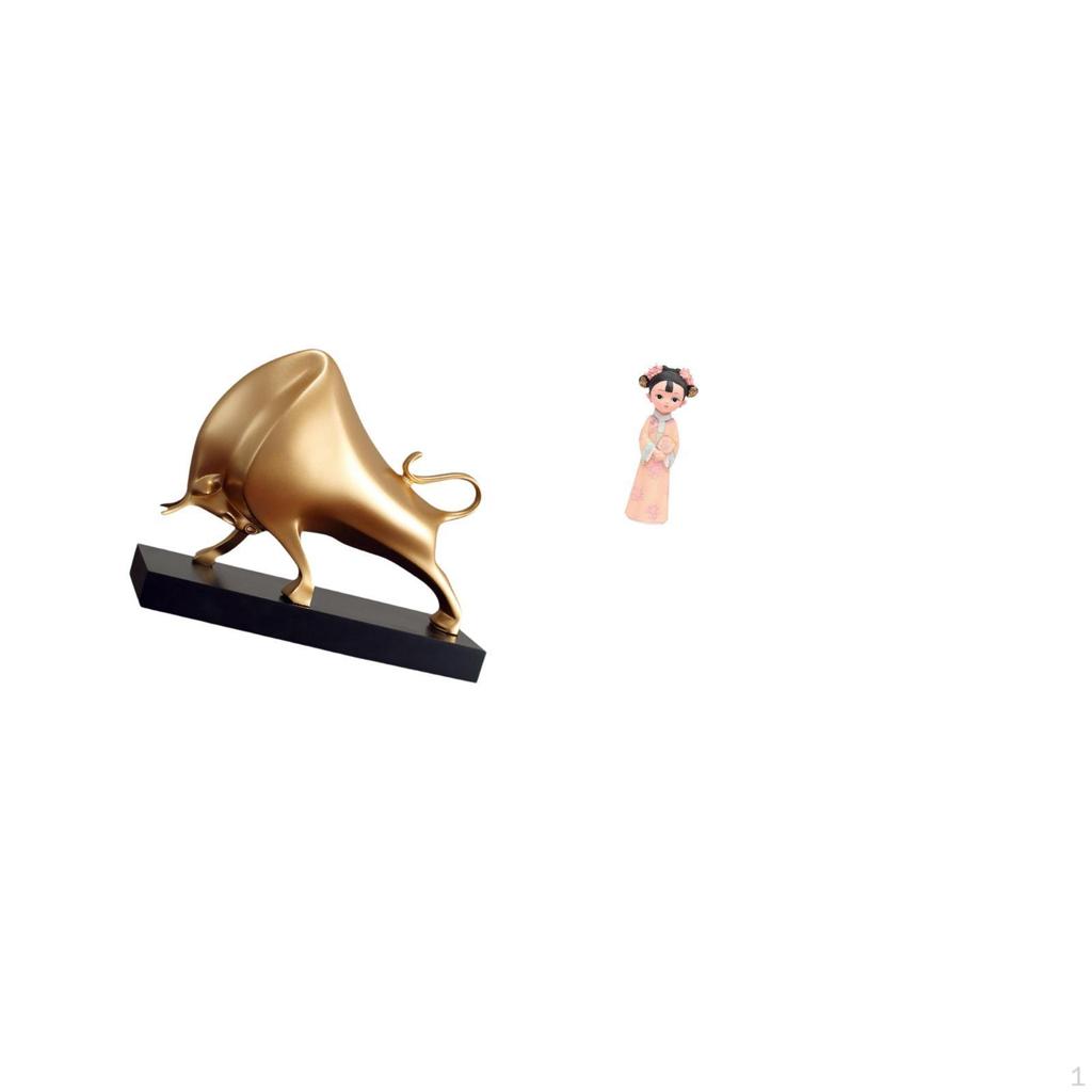 Abstract Ox Girl Resin Sculpture Tabletop Figurine Home Decor Traditional Chinese Cattle Statue for