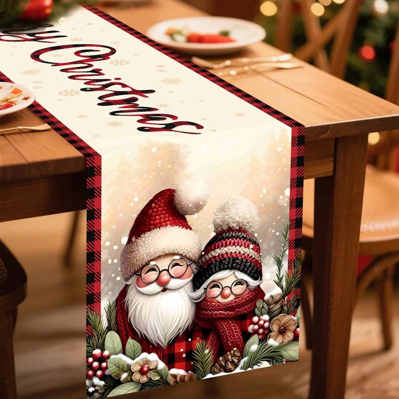 Santa Claus Christmas Table Runner Merry Christmas Decoration for Home 2026 Xmas Party Table Decor Navidad Noel New Year 2026