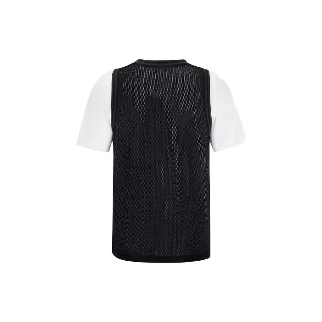 Reebok Hoop 2 In 1 Vest Color Block Knitted Short Sleeve T-Shirt Unisex Tops Black 23RCS423U001