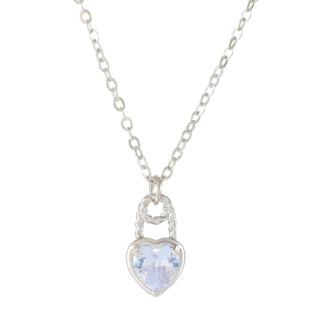 New Colorful Heart Lock Necklace for Women Earrings Creative Design Zircon Heart Pendant Clavicle Chain