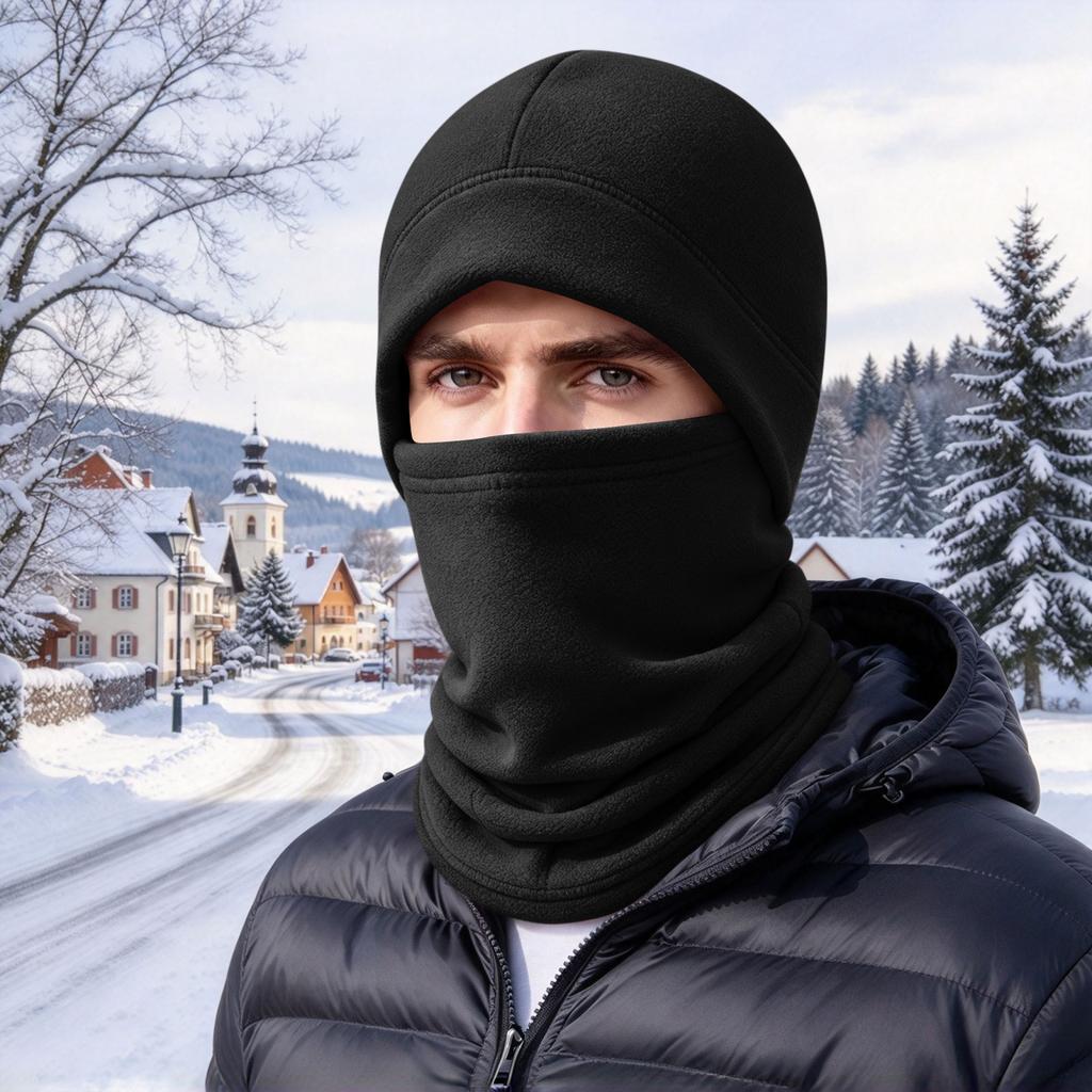 Winter Neck Gaiter and Adjustable Windproof Cycling Set with Ear Coverage and Face Cover for Outdoor Riding