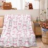 Pink Bow Flannel Blanket, Soft And Skin-Friendly Shawl Blanket, Lightweight Aesthetic Gift, Perfect Home Decor Throw, Suitable for Sofa, Cou