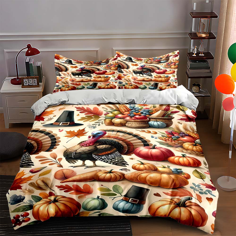 

Turkey harvest theme. Bedding Duvet cover sets Duvet covers Pillowcases gifts (1 * Duvet Cover 2 * Pillowcases, without duvet insert) 135x200cm