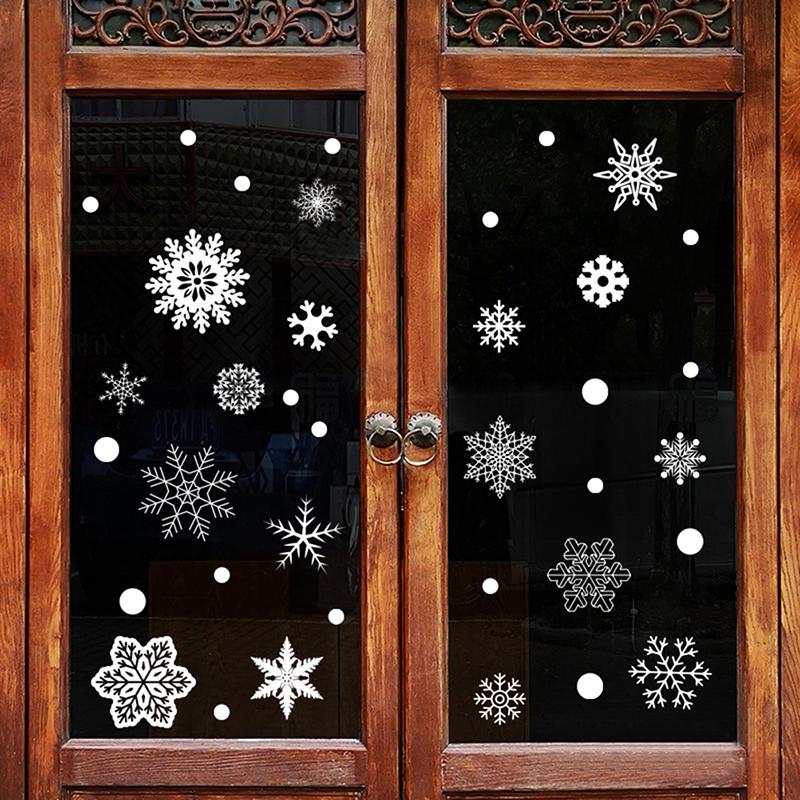 Christmas 37Pcs Glitter Snowflake Clings Window Film Glass Sticker Static Decal