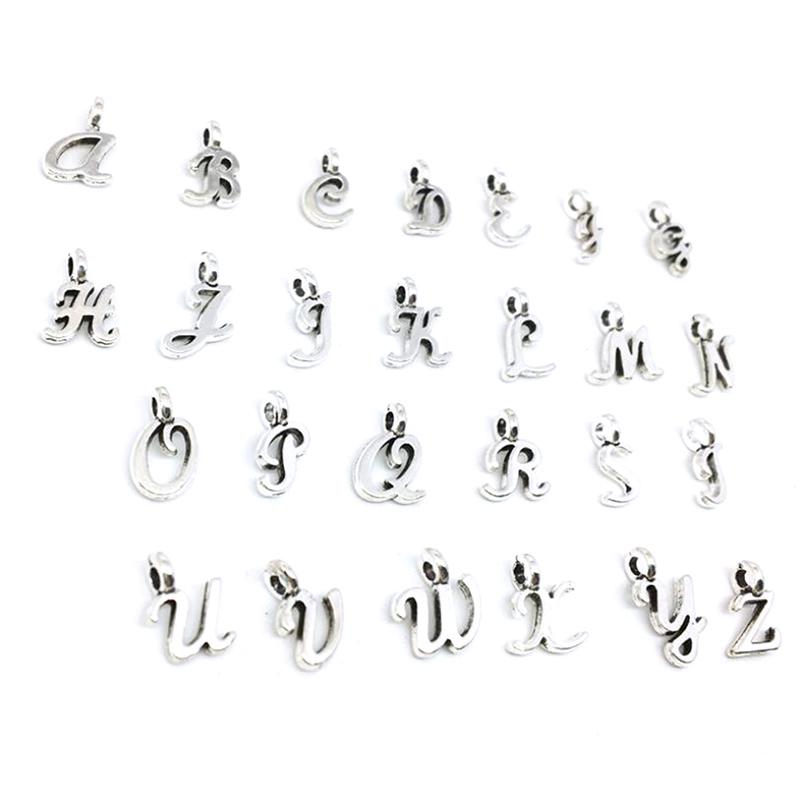 26Pcs 26 English Alphabet Letters Charms Pendants Diy Handmade Jewelry Craft