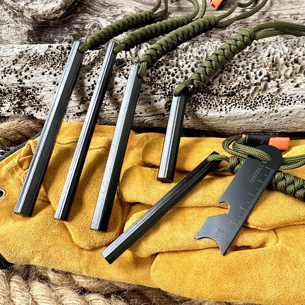 Hexagonal Magnesium Fire Starter Rod with Scraper for Outdoor and Wilderness Survival