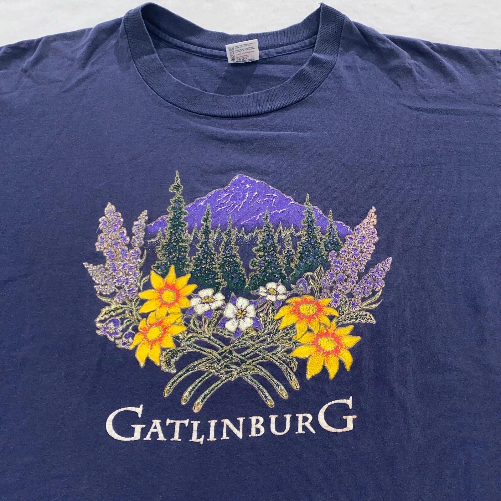vintage 90s GATLINBURG TENNESSEE T-Shirt XL soft wildflowers mountain nature XL