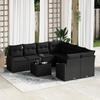 VidaXL 9-piece Garden Sofa Set with Cushions In Black Poly Rattan 3346663