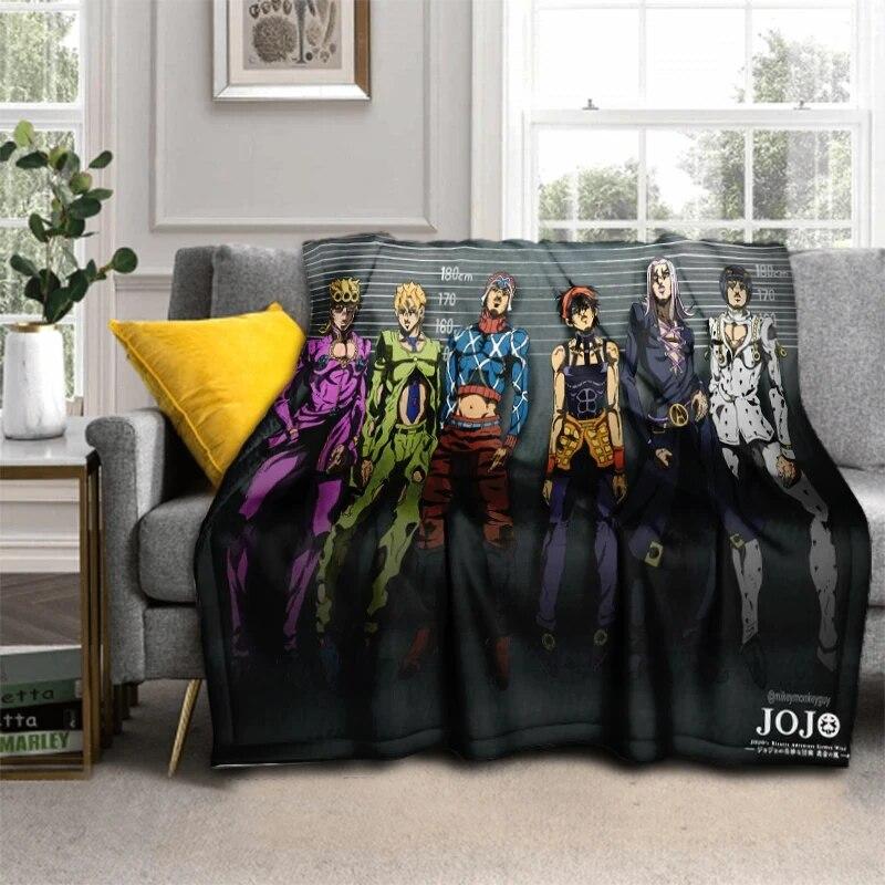 Anime Jojo Bizarre Adventure Cosplay Body 3D Printed Flannel Blanket for Beds Hiking Picnic Fashionable Bedspread Throw Blanket