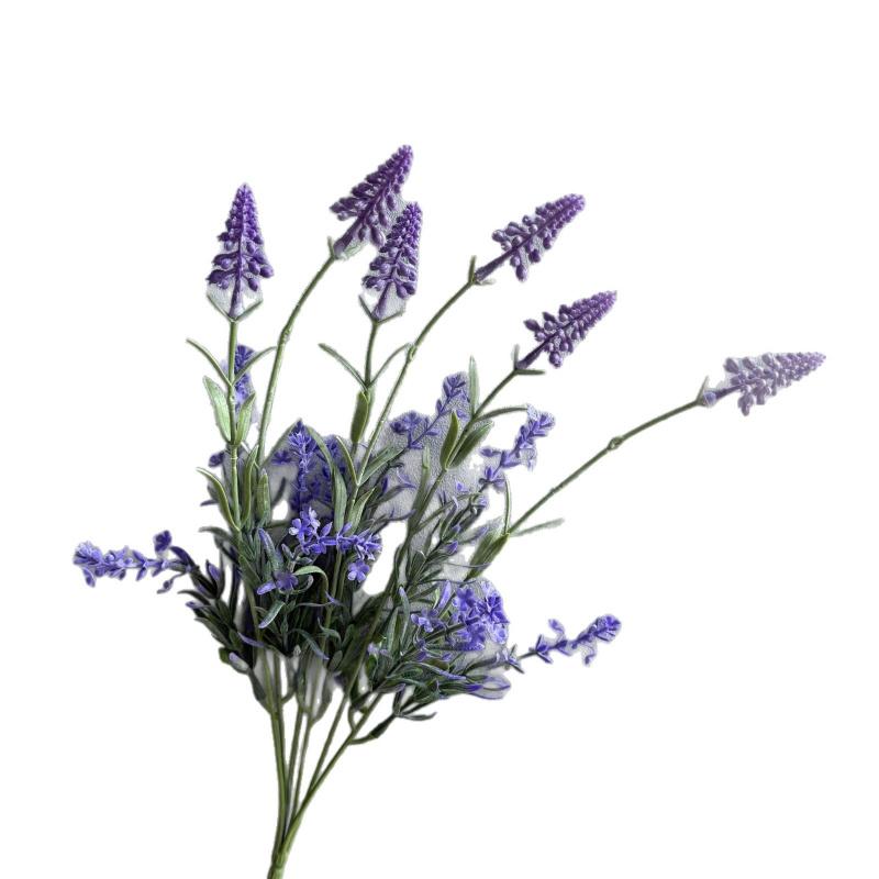 5pcs Artificial Lavender Bouquet Flower 39cm 6 Forks Purple Lavender Bunch Flower for Wedding Home Vase Decoration