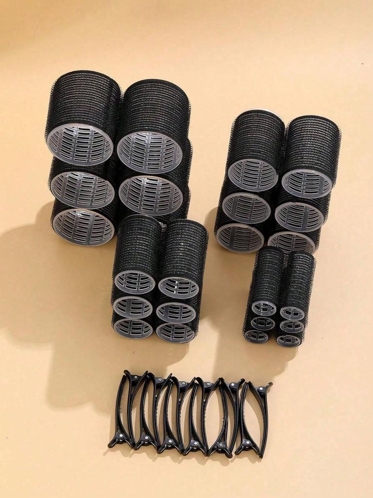 16pcs Self-Adhesive Hair Rollers Set For Different Hair Lengths Heatless Curlers With Clips As Diy Hair Styling Tool