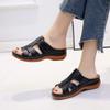 2 Women's Shoes 4 Large Size 4 Sandals Fashionable Retro Solid Color Platform Slippers Women's Sandals