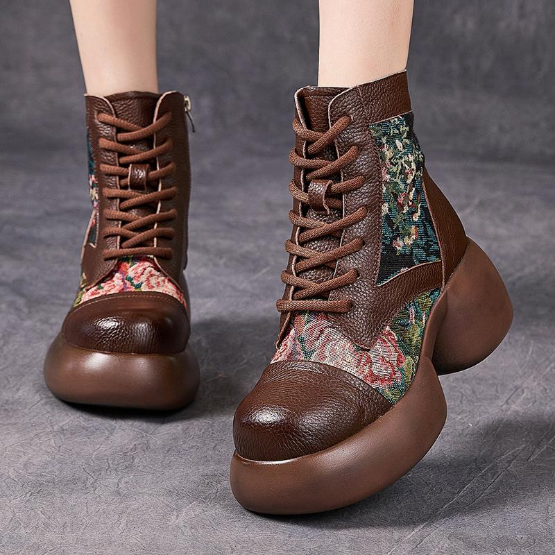 Fashion GKTINOO 2025 British Natural Cow Genuine Leather Ladies Ankle Booties Platform Women Shoes Autumn Spring Thick Soled Short Boots