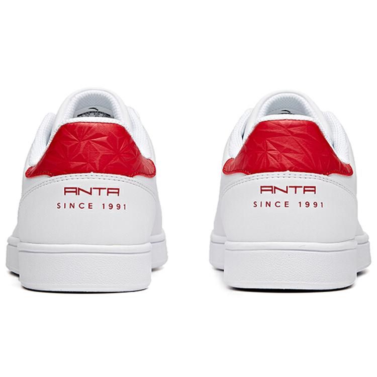 New Anta Life Collection Coverage Slip Resistant And Abrasion Resistant Low Top Skateboard Shoes Men's White Red 912048016-6