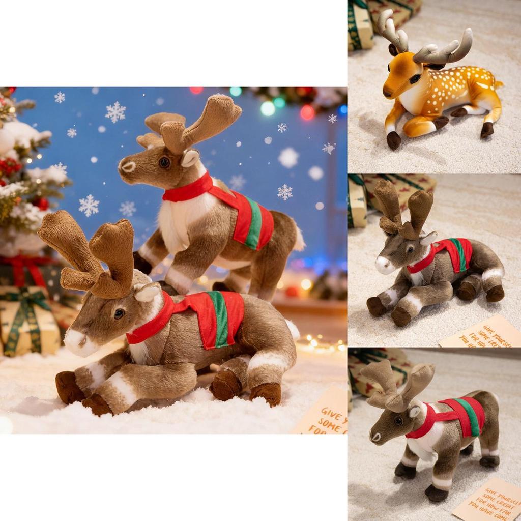 Christmas Reindeer Plush Decor With Pp Cotton Filling For Holiday Festivities