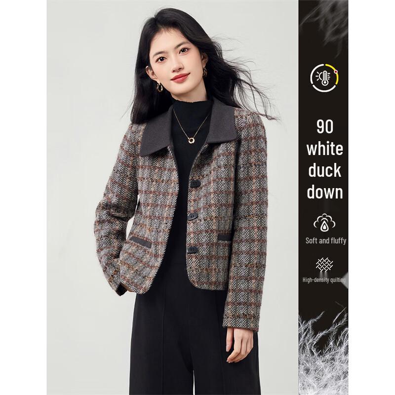 Women s Plaid Wool Down Jacket M