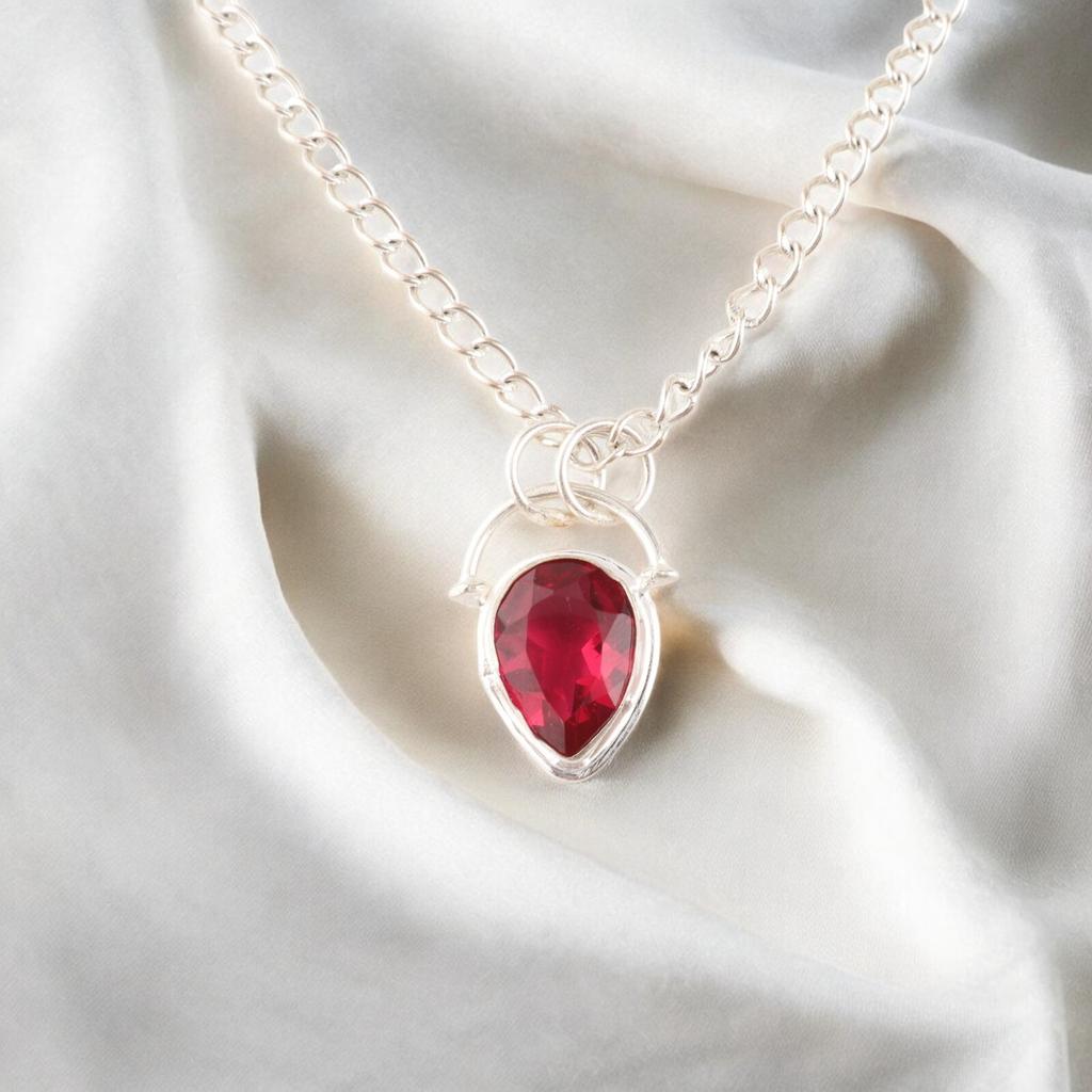 Pink Rubellite Gemstone 925 Sterling Silver Jewelry Handmade Chain Pendant 1.01" PP-56-13